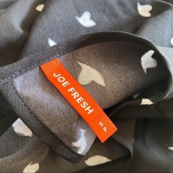 Joe Fresh Dove Print Ruffle Skirt Keyhole Back Long Sleeve Dress Size S - Picture 10 of 12